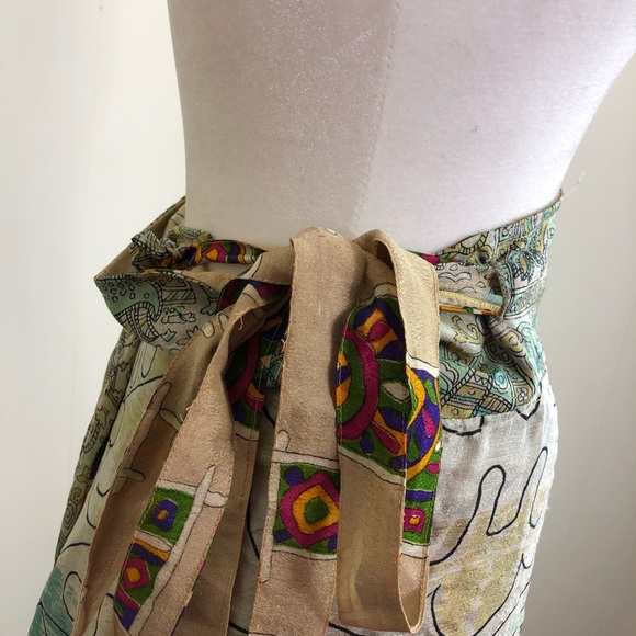 Silk Wrap Skirt Reversible Hippie Sz M - Picture 11 of 11